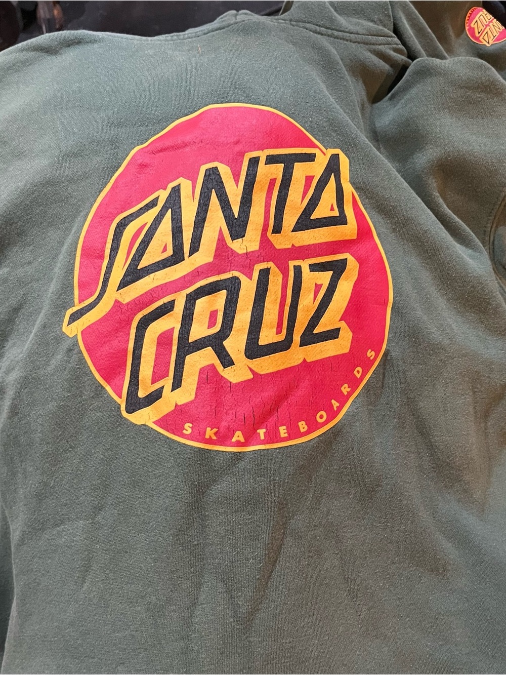 Santa Cruz Skateboards Olive Green Sweatshirt with Red and Yellow Logo